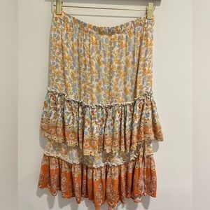 Floral Bohemian Ruffle Skirt